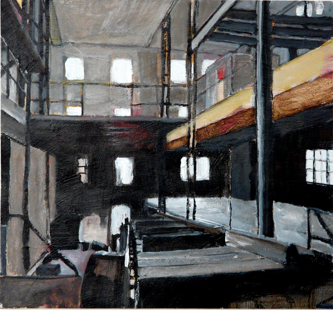 limonade en stroop fabriek w a scholtens, acryl op geprepareerd papier, 23,9x23,9, 2012