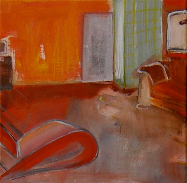 woonkamer groningen, acryl op doek, 40x40, 2004
